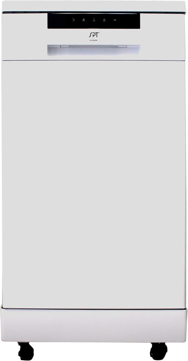 SPT SD-9263WA 18″ Wide Portable Dishwasher with ENERGY STAR, 6 Wash Programs, 8 Place Settings and Stainless Steel Tub – White