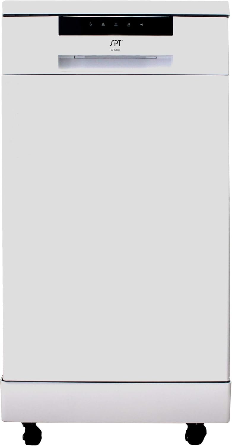 SPT SD-9263WA 18″ Wide Portable Dishwasher with ENERGY STAR, 6 Wash Programs, 8 Place Settings and Stainless Steel Tub – White