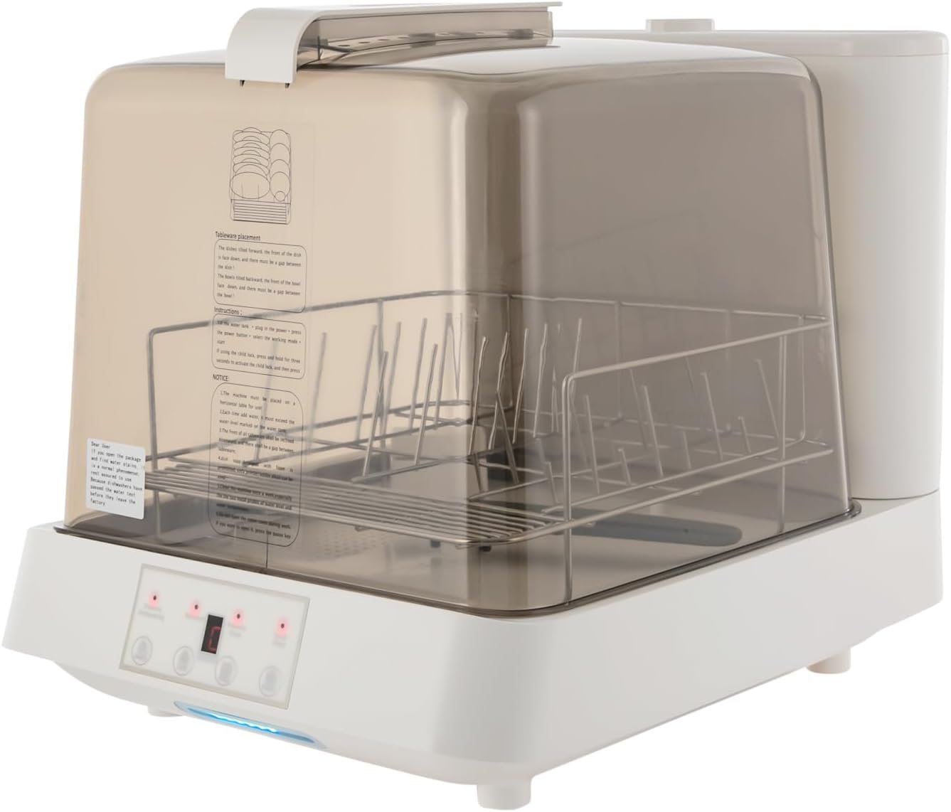 800W Portable Countertop Dishwasher, Portable Countertop Dishwasher with See-Through Lid,Mini Dishwasher for Small Houses, Apartments, Dormitories, Boats, Campers, Rvs
