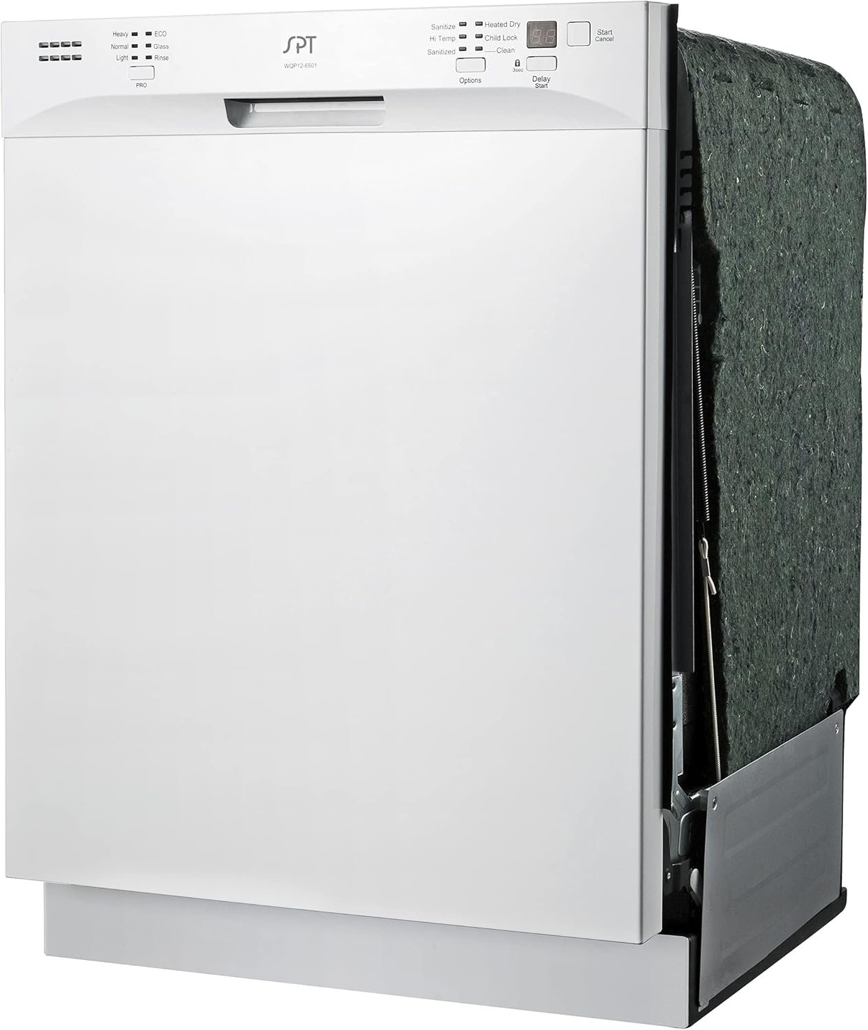 SPT SD-6501WA 24″-wide Built-In Stainless Steel Tall Tub Dishwasher with ENERGY STAR, Heated Drying, 6 Wash Programs and 14 Plate Settings – White