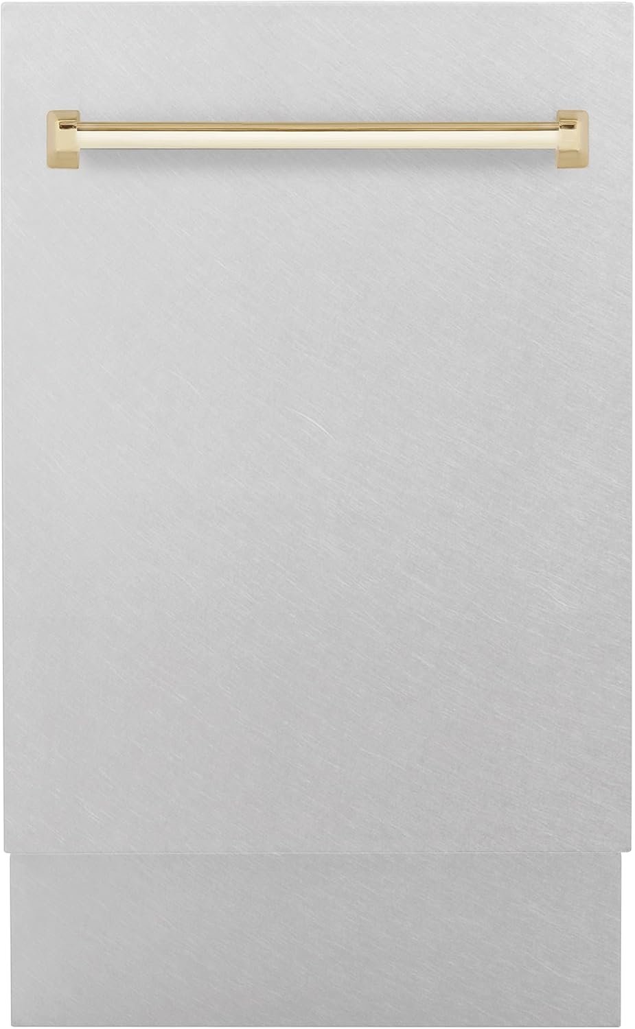 ZLINE Autograph Edition 18 in. Tallac Series 3rd Rack Top Control Built-In Dishwasher with Satin Stainless Steel Panel and Polished Gold Handle, 51dBa (DWVZ-SN-18-G)