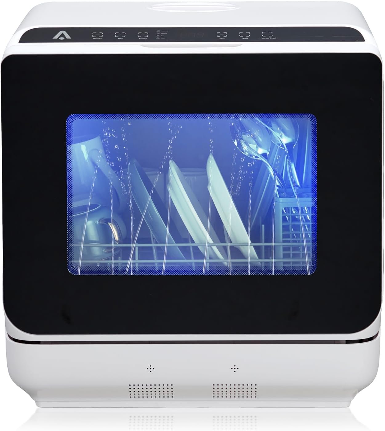 Dishwasher Countertop with 5L Built-in Water Tank, Portable Dishwashers for Apartments RVs, 5 Washing Programs, PTC Hot Air Drying & Inlet Hose, 360° Dual Spray Arm, Mini Dish Washer for Dorm