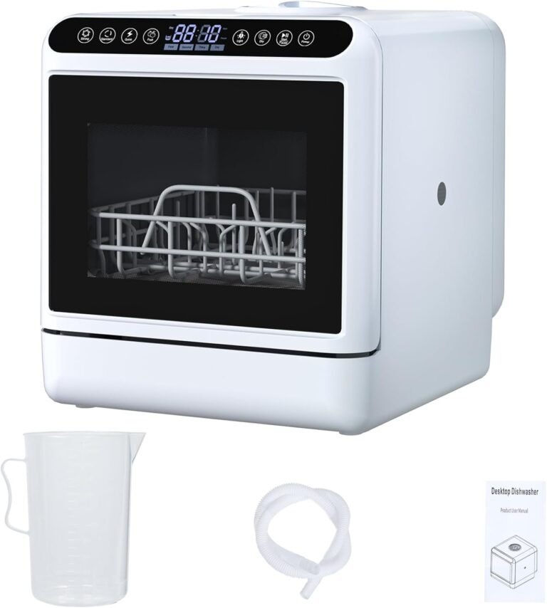 Portable Dishwasher with 5L Water Tank,2-Tier Rack Countertop Mini Dishwasher,Automatic Smart Dishwasher with 5 Place Settings,Mini Dishwasher with 3-Spray Arm,Air-Dry Function US