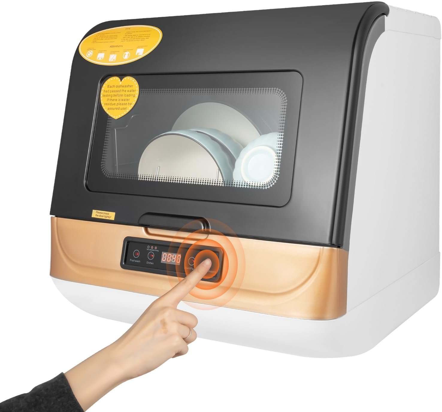 Portable Dishwasher 800W Electric Dishwasher Stainless Steel Countertop Dishwashers with 3 Wash Modes & 360° Spray 3 In 1 Large Capacity Dishwashers for Clean Dishes, Knives, Forks