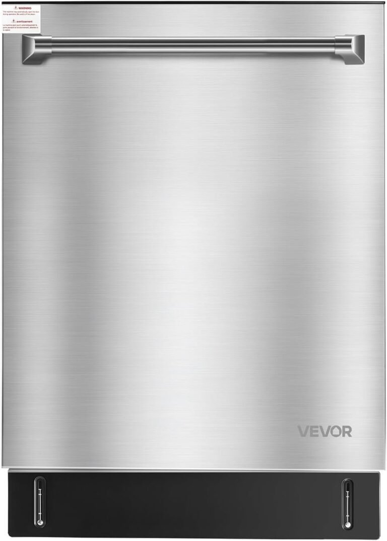 VEVOR 24 Inch Built-In Dishwasher, Stainless Steel Tub, 14 Place Settings and 8 Washing Programs, 23.82 x 25.2 x 33.78 Inch Low-Noise Dishwashing Machine with Upper/Lower Racks and Zoned Storage