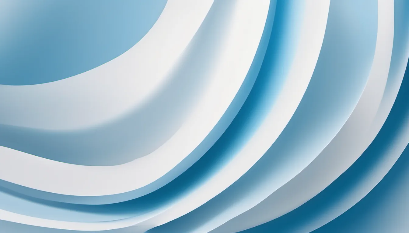 Abstract distribution curve illustration in sky blue and pale ice on white — decorative header for How Our Dishwasher Reviews Are Written